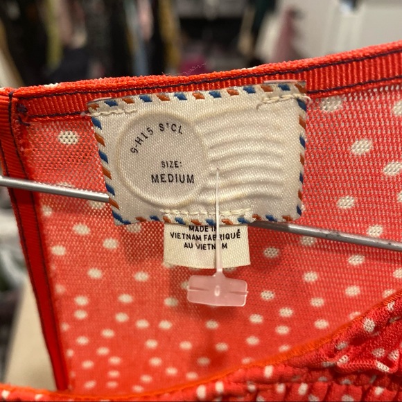 Postage Stamp Anthro Red Polka Dot Mesh Dress - Picture 5 of 5